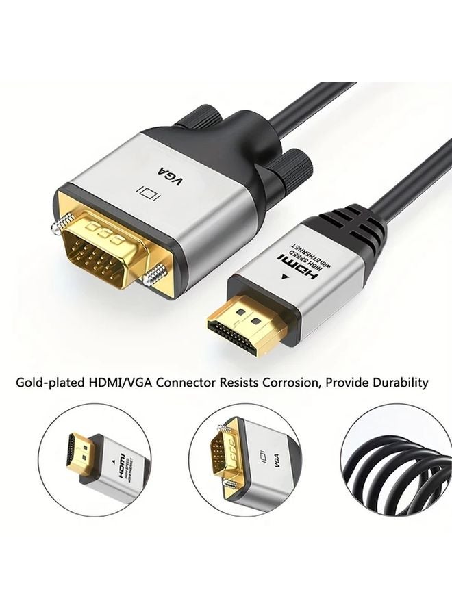 كابل HDTV إلى VGA بطول 10 أقدام باللون الأسود والفضي، سلك محول فيديو 1080P للابتوب، جهاز الكمبيوتر، الشاشة، جهاز العرض - Image 5